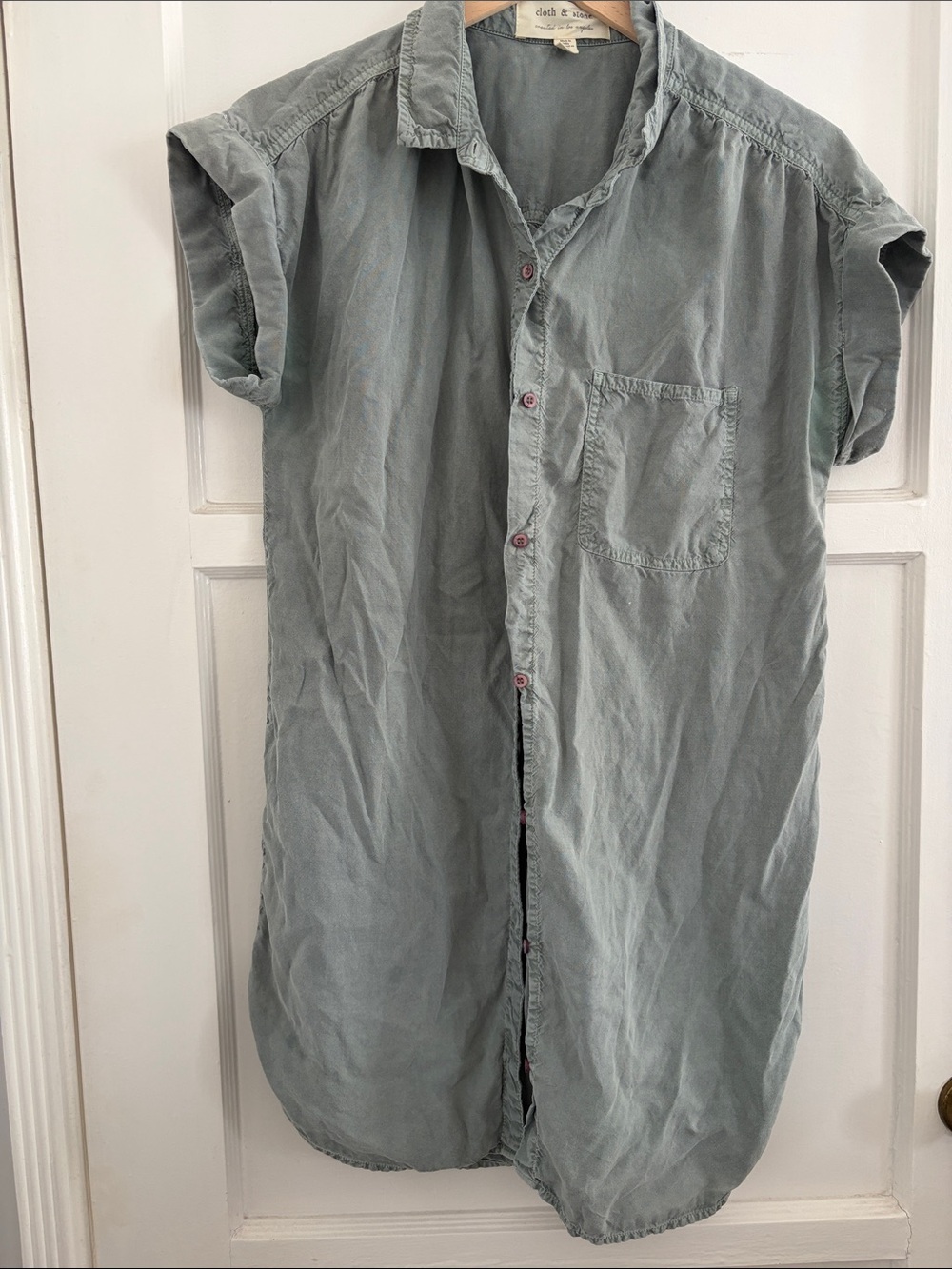 Cloth & Stone 100% Tencel Short-Sleeve Button-Up Shirt Dress / Tunic